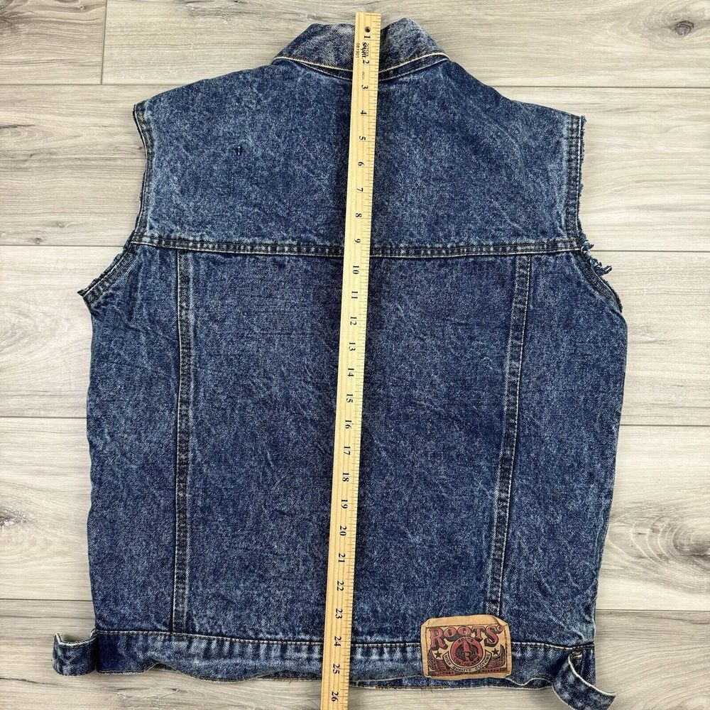 Vintage 80s Roots Denim Cutoff Vest STP Racing Patch Fits Men's Medium Biker‎ - Picture 4 of 5